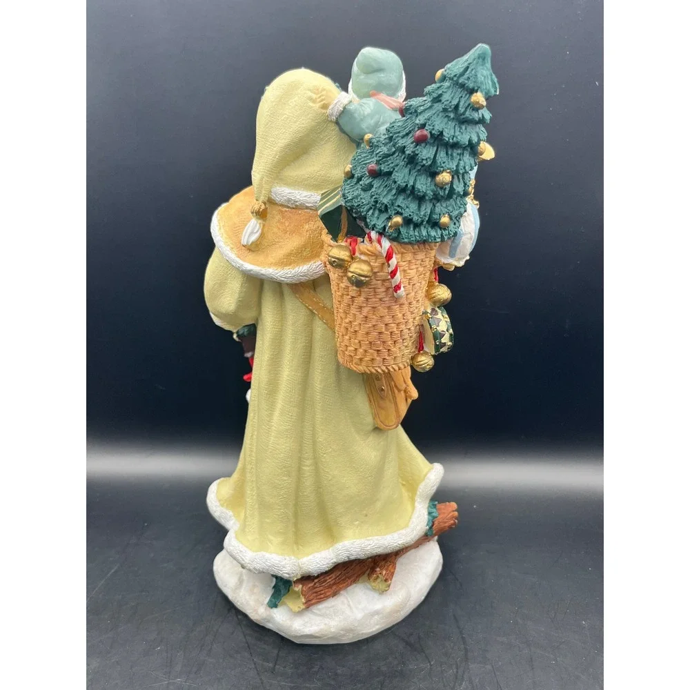 Vintage Santa Claus Figurine‎ w/ Children Carrying Christmas Trees Decor 10.5